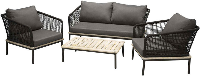 Andorra salongsett 4 deler svart,natur.