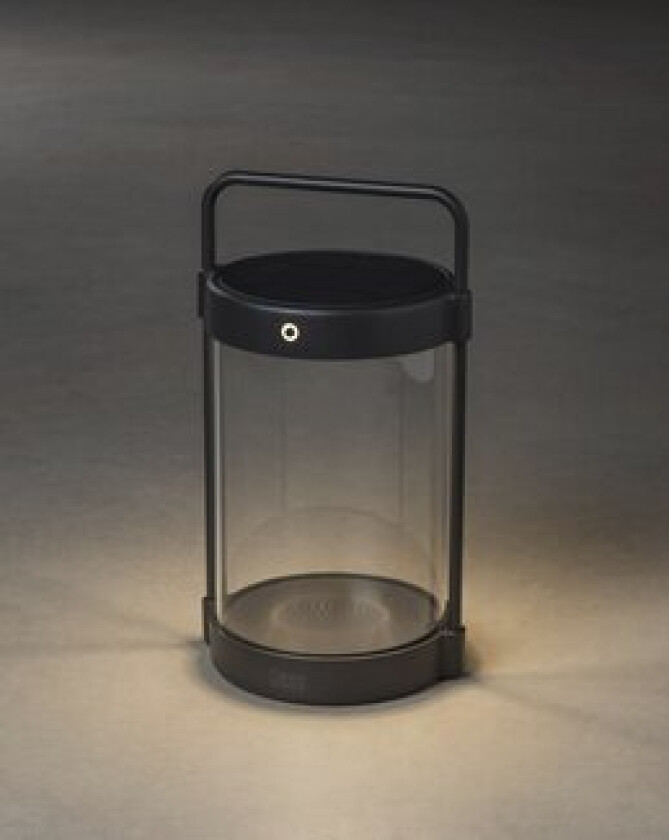 Crotone Lanterna svart. USB / sol 2700K / 3000K dim på / av / skym. 9 timers brenntid/lading.