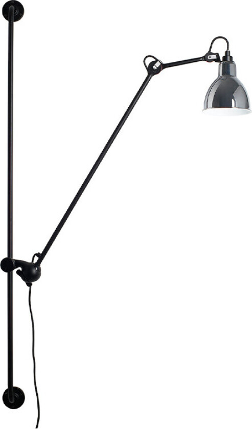 - 214 Vegglampe Round Chrome/Black Lampe Gras