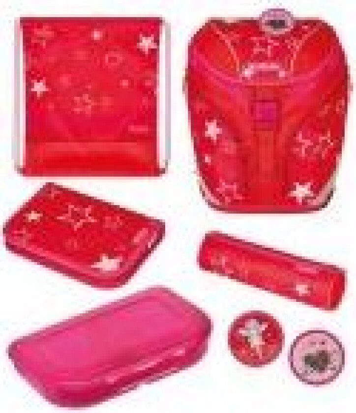 Herlitz SoftLight Plus Stars&Strips, Lunchboks, Pennal, Pencil pouch, Skolesekk, Sport bag, Jente, Barneskole, Ryggsekk, 16 l, Sidelomme