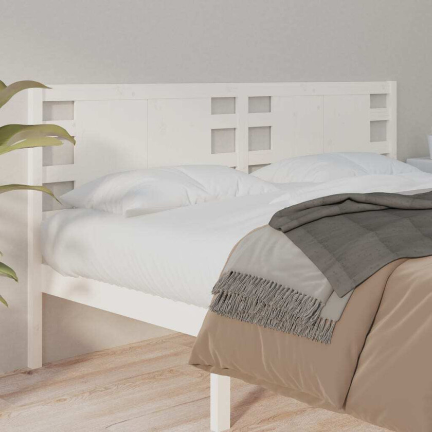 Sengegavl hvit 126x4x100 cm heltre furu