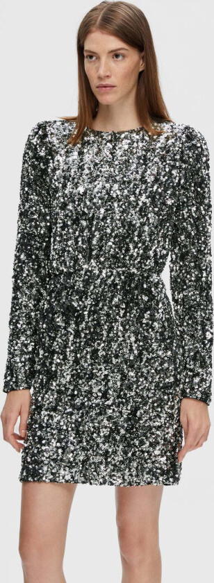Colyn LS Short Sequins Dress - Silver 34