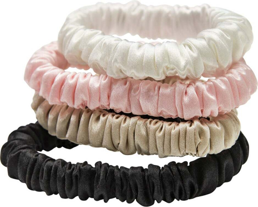 Lenoites Mulberry Silk Skinny Scrunchies, White, Pink, Beige, Bla