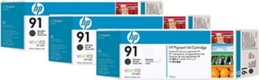 Bilde av Hp Blekk Matt Svart No.91 - Z6100 775ml 3-pack