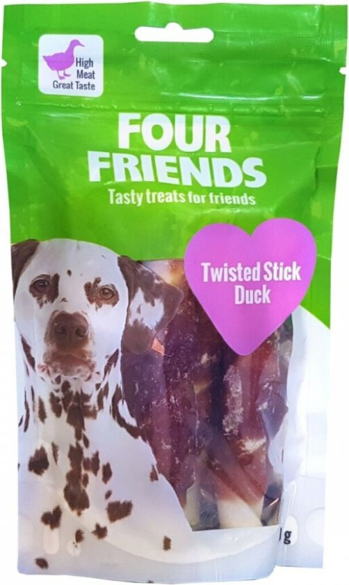 FourFriends Dog Twisted Stick Duck 12,5 cm 4-pack