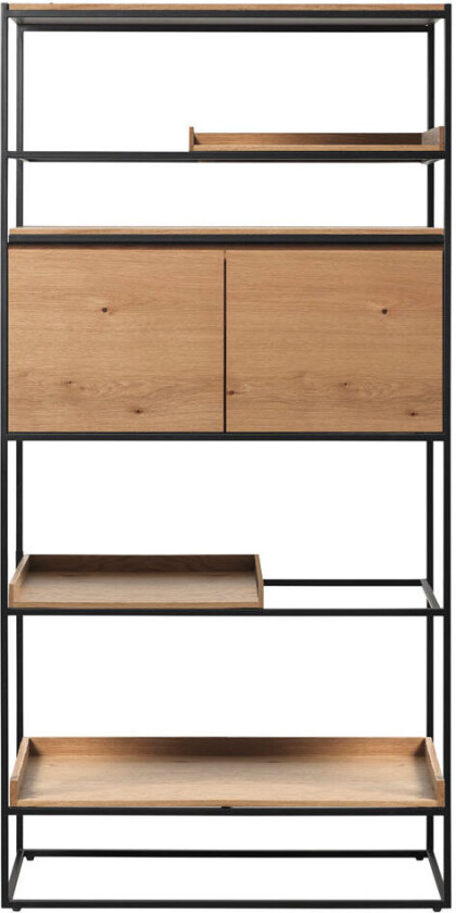 Rivoli hylle 2 dører, 3 hyller natur eik dekor, svart.