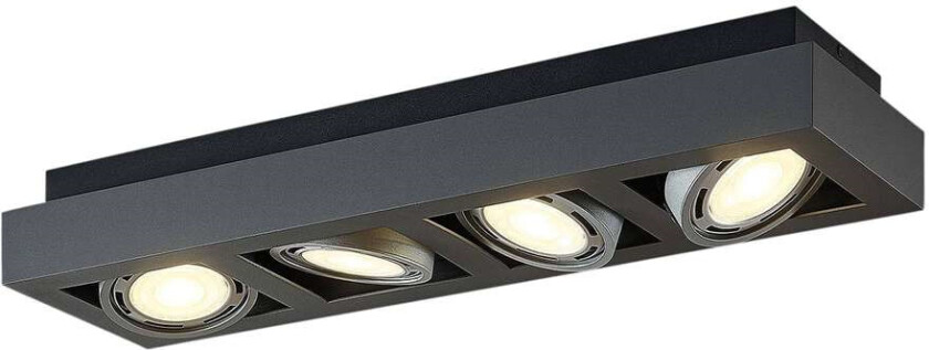 Takspotlight Ronka, 4 lyskilder, lang, mørkegrå