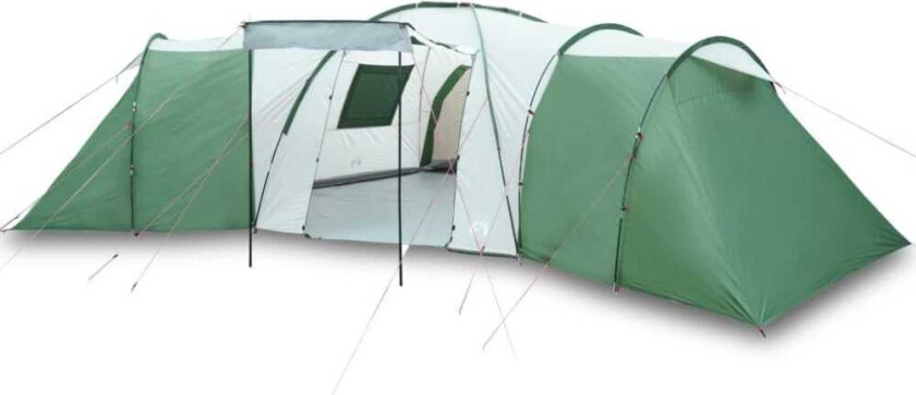 Campingtelt 12 personer grønn 840x720x200 cm 185T taft