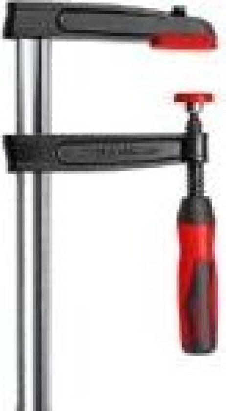 Temperguss-Schraubzwinge mit 2-Komponenten-Griff TPN30BE-2K Spannbereich 300, F-clamp, 30 cm, Aluminium, Sort, Rød, 510 kg, 2,03 kg, 1 stk