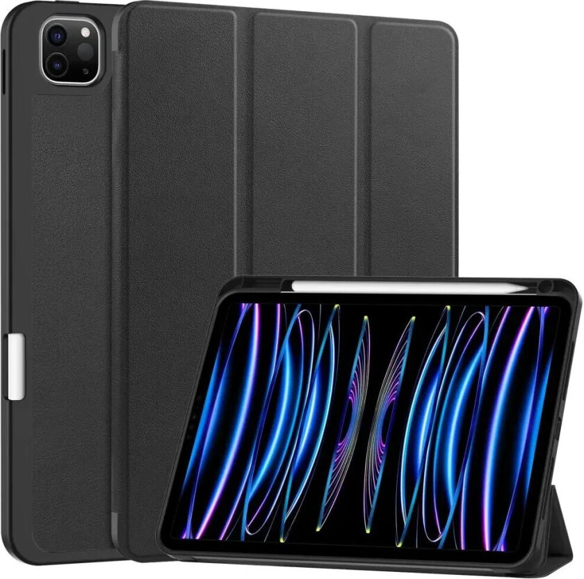 iPad Pro 11" (2024) Tri-Fold Kunst Skinn Deksel med Apple Pencil Holder - Svart