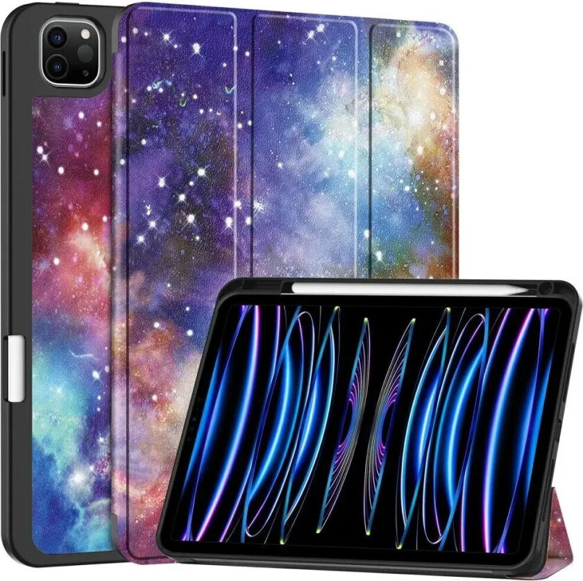 iPad Pro 11" (2024) Tri-Fold Kunstskinn Flip Deksel m. Våkne / Sove Funksjon - Galaxy