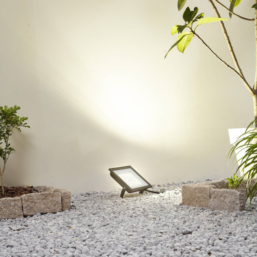 Prios LED utendørs spotlight Maikel, 100W, 8000lm, aluminium