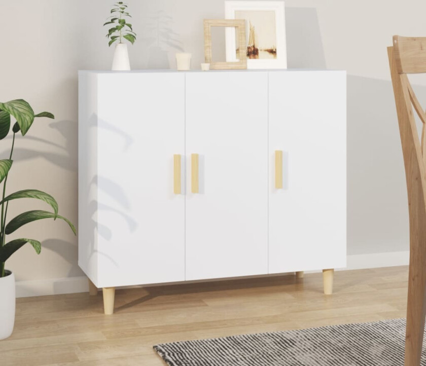 Skjenk hvit 90x34x80 cm konstruert tre