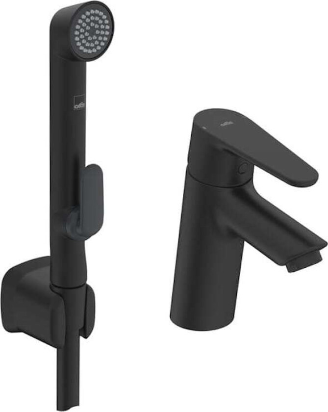 Optima Servantbatteri Small, Standard Hendel med Bidetta Svart Matt