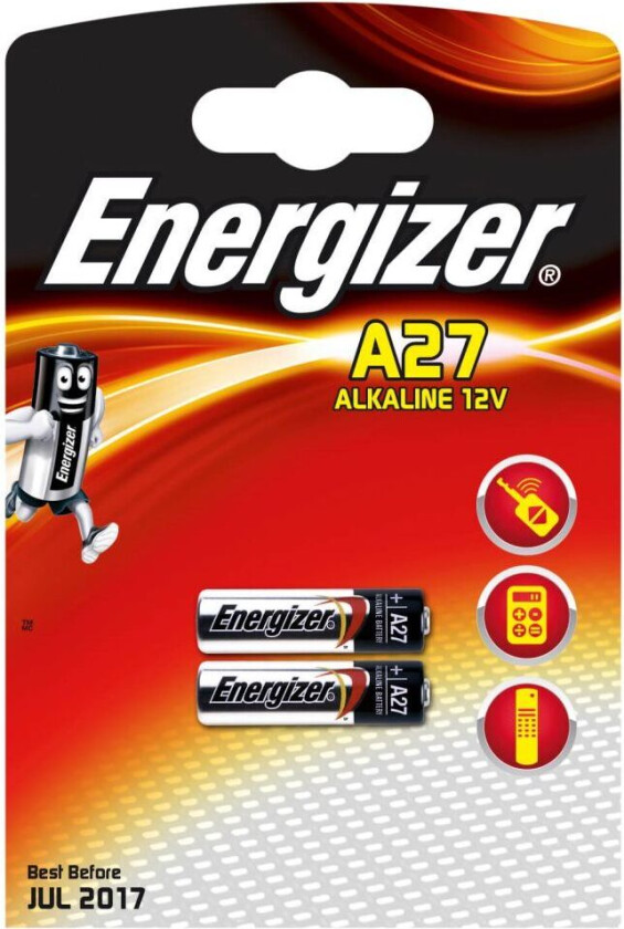 Alkaline Batteri alkalisk, A27, 12 V, 2-pakning A27