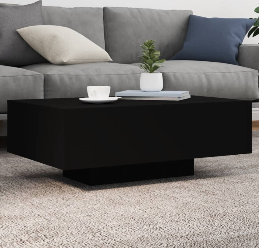 Sofabord med LED-lys svart 85x55x31 cm