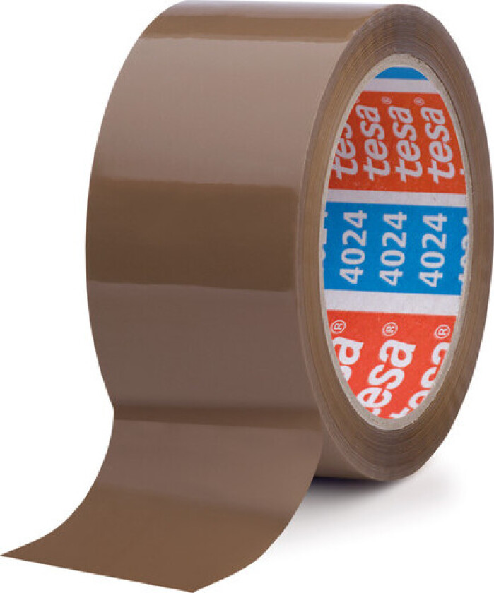 Pakketape Tesa 4024, PP, 50 mm x 66 m, brun, pakke med 6 ruller