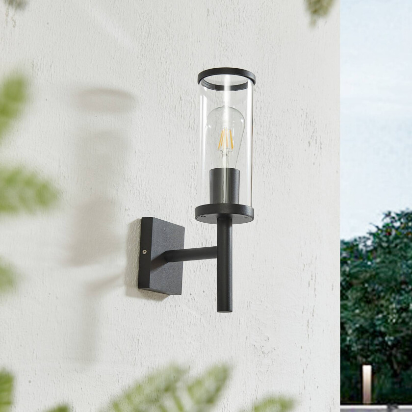utendørs vegglampe Zanta, høyde 39 cm, IP54, svart