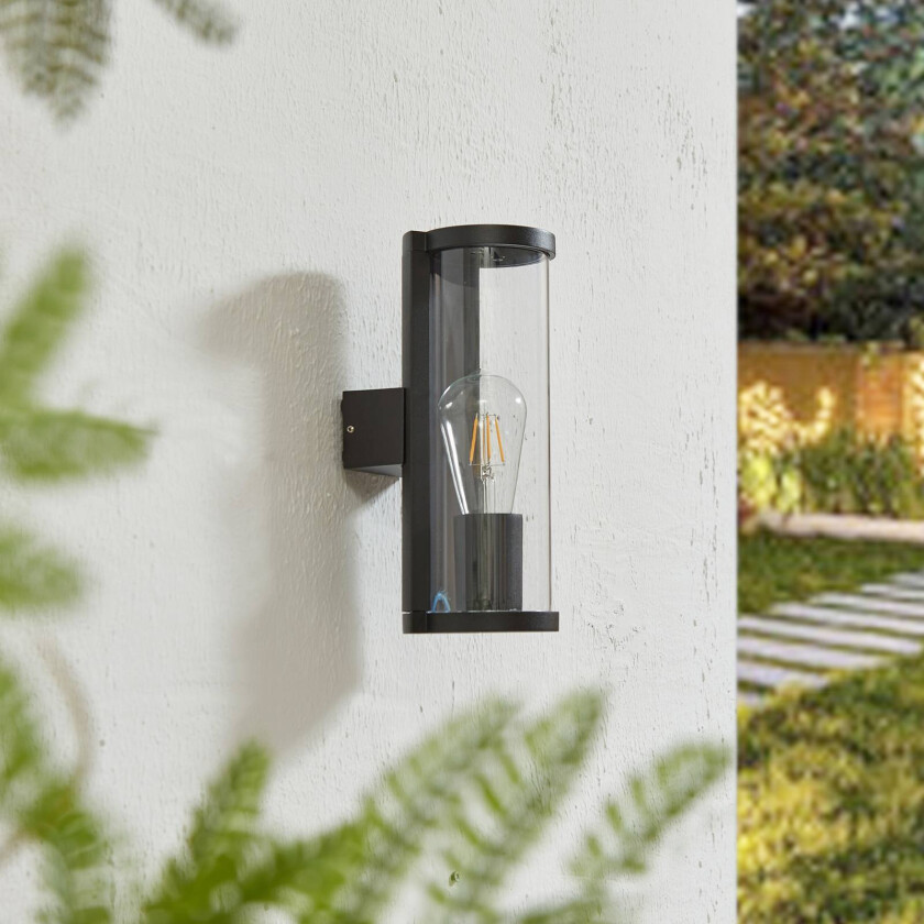 utendørs vegglampe Zanta, høyde 28,2 cm, IP65, svart