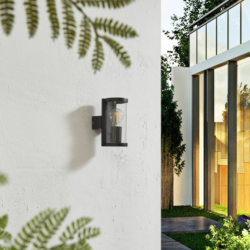 utendørs vegglampe Zanta, høyde 19,7 cm, IP65, svart