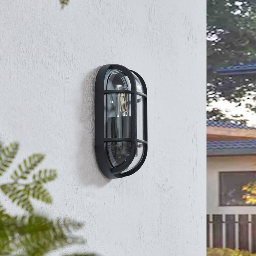 Serine utendørs vegglampe, høyde 27,1 cm, svart