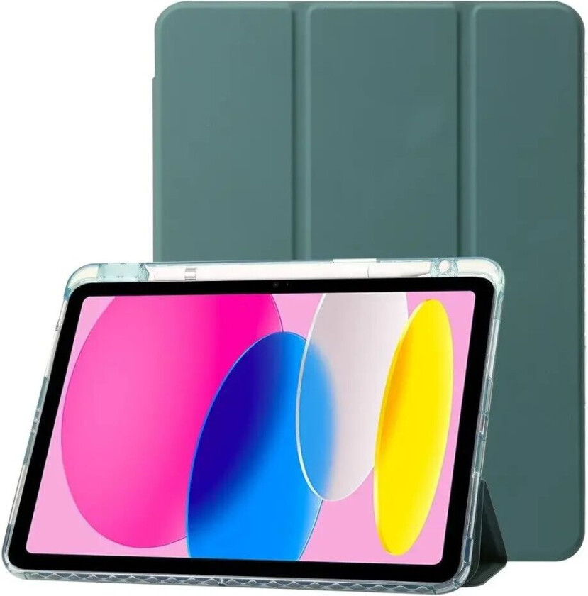 iPad 10.9" (2022) Tri-Fold Kunst Skinn Deksel med Apple Pencil Holder - Grønn