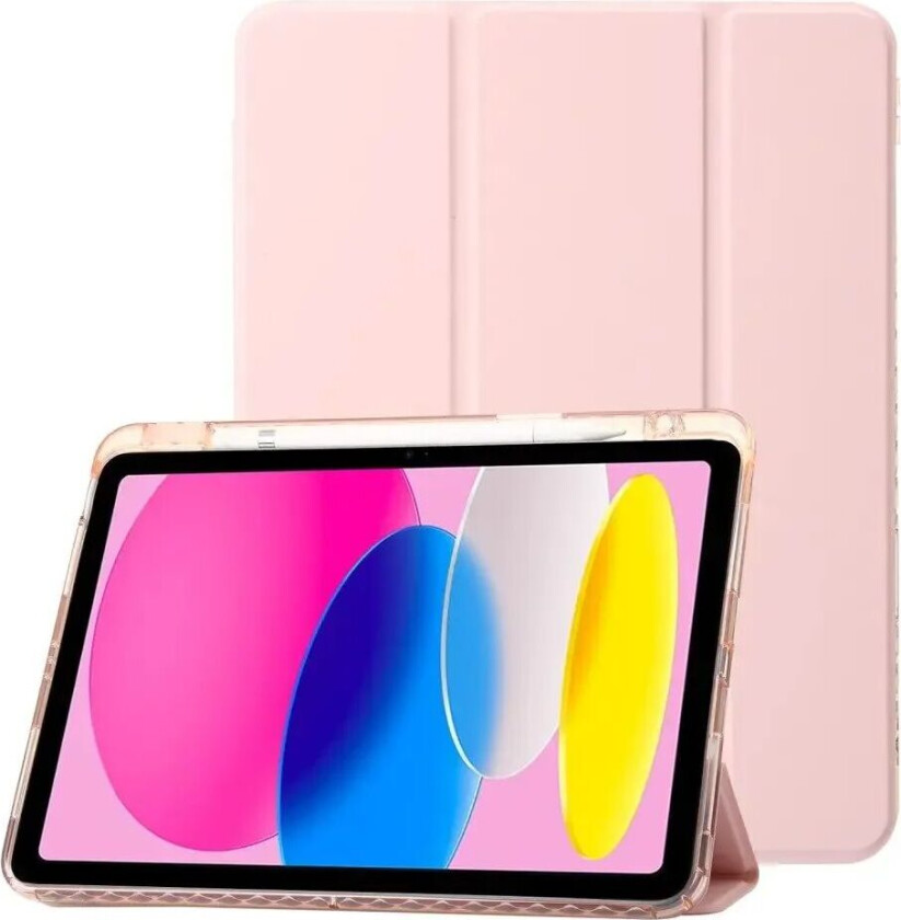 iPad 10.9" (2022) Tri-Fold Kunst Skinn Deksel med Apple Pencil Holder - Rosa