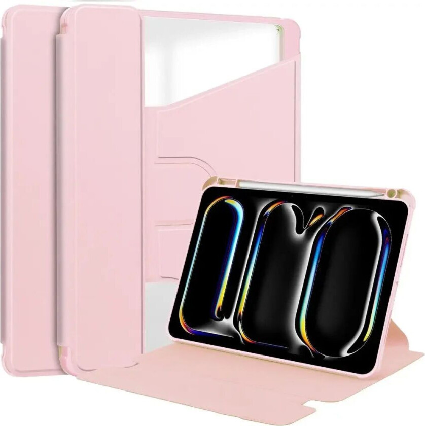 iPad Pro 11" (2024) Hybrid Flip Deksel m. Roterende Stativfunksjon - Gjennomsiktig / Pink