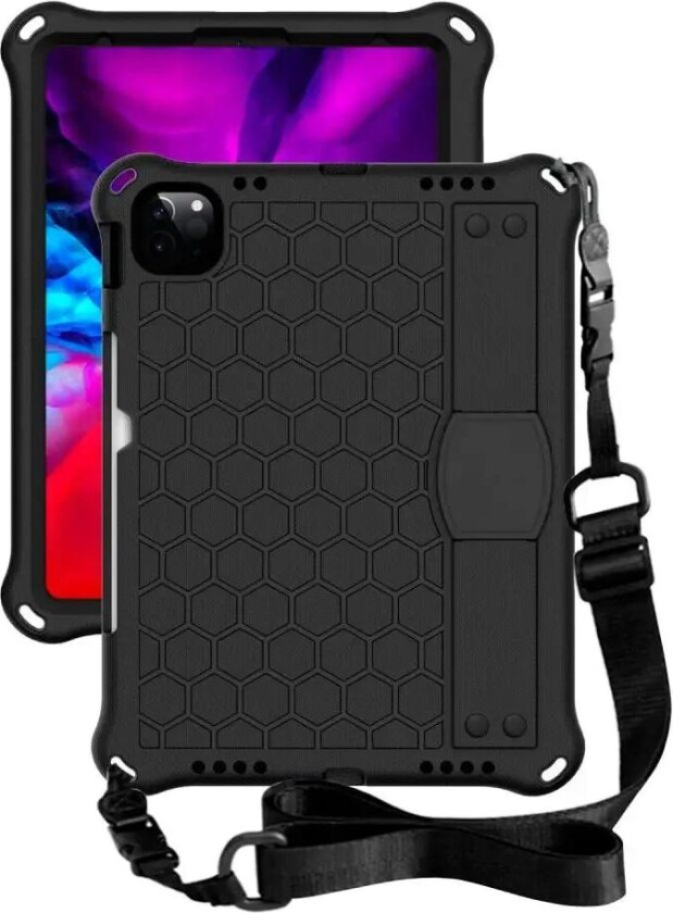 iPad Air (2022 / 2020) / Pro 11 (2022 / 2021 / 2020 / 2018) Håndverksdeksel med Bærestropp og Skulderstropp - Svart