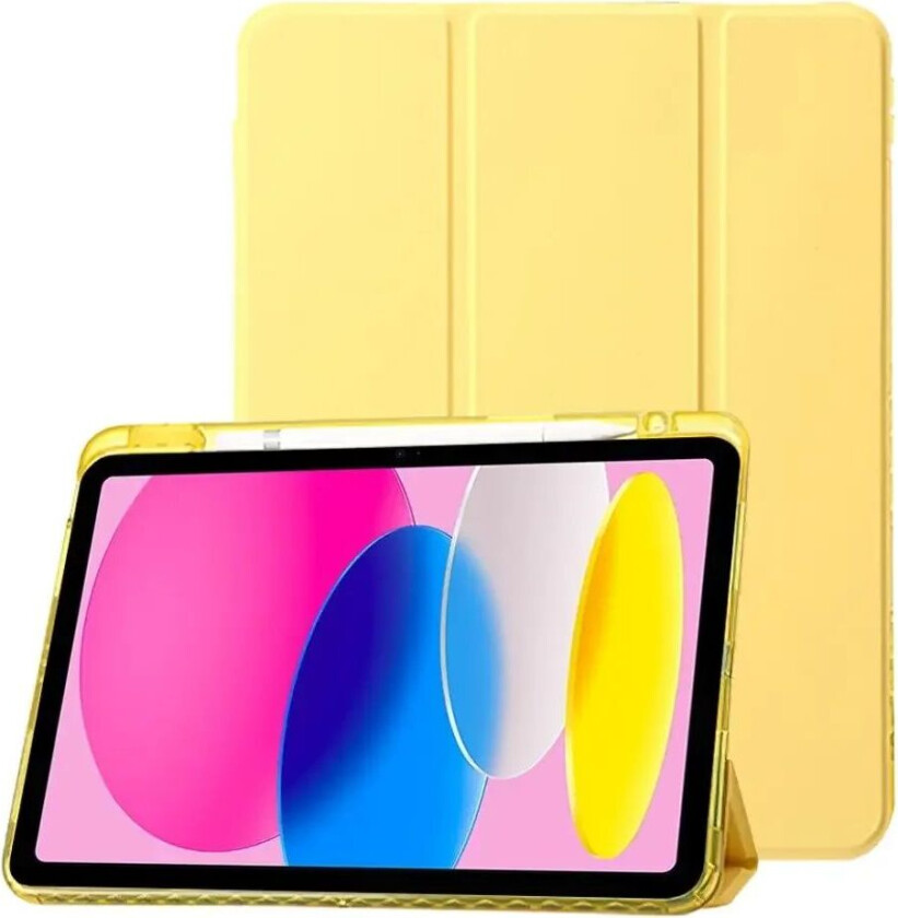 iPad 10.9" (2022) Tri-Fold Kunst Skinn Deksel med Apple Pencil Holder - Gul
