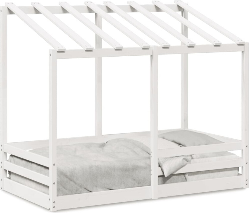 Barneseng med tak hvit 70x140 cm heltre furu