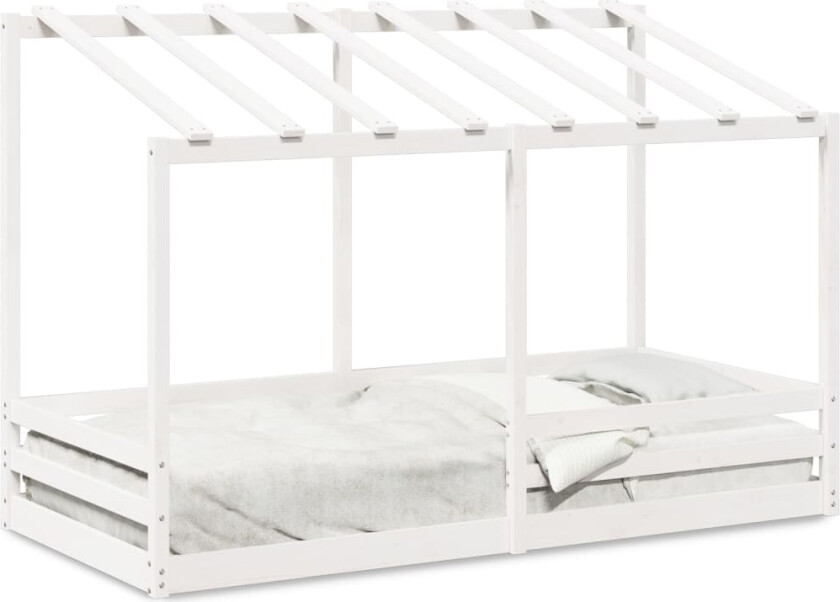 Barneseng med tak hvit 90x200 cm heltre fruru