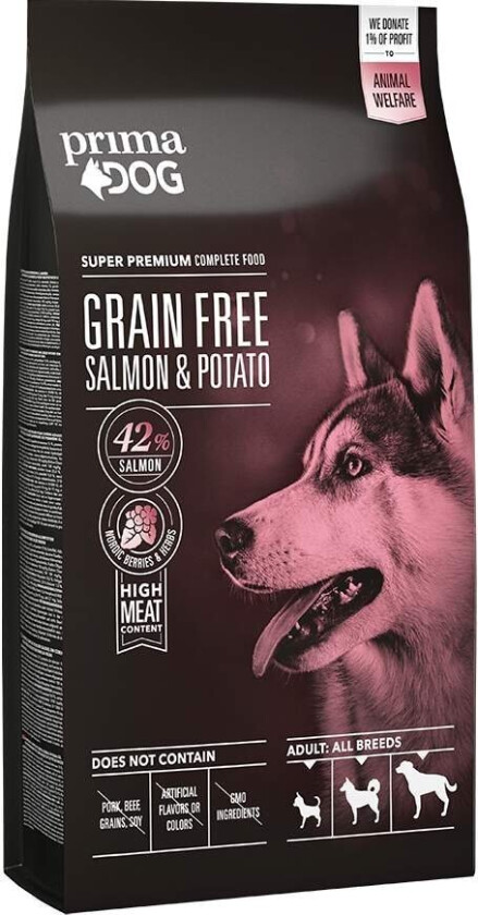 PrimaDog Adult All Breeds Sensitive Grain Free Salmon & Potato (10 kg)