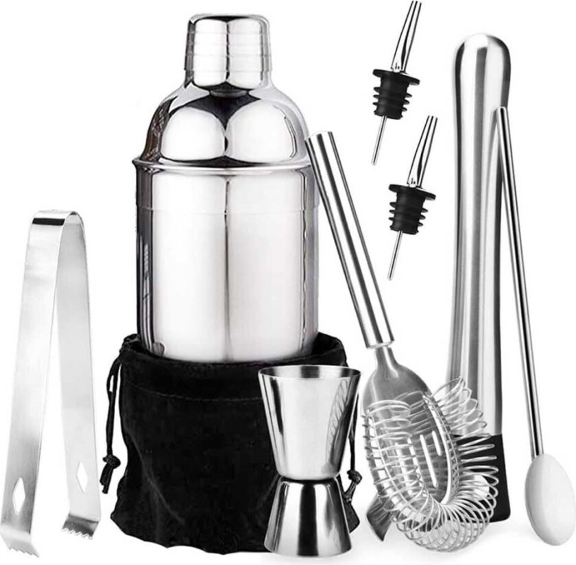 Cocktailset 9-delers barset 550 ml Shaker rustfritt stål