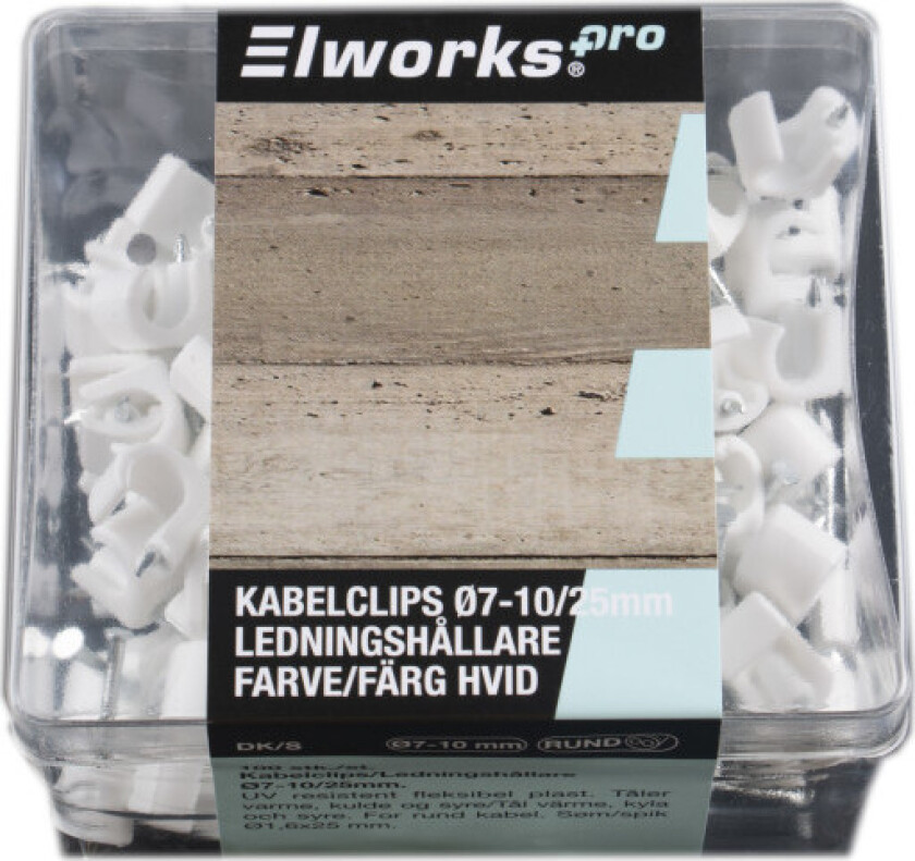 Kabelklips rund 7-10mm 100 stk