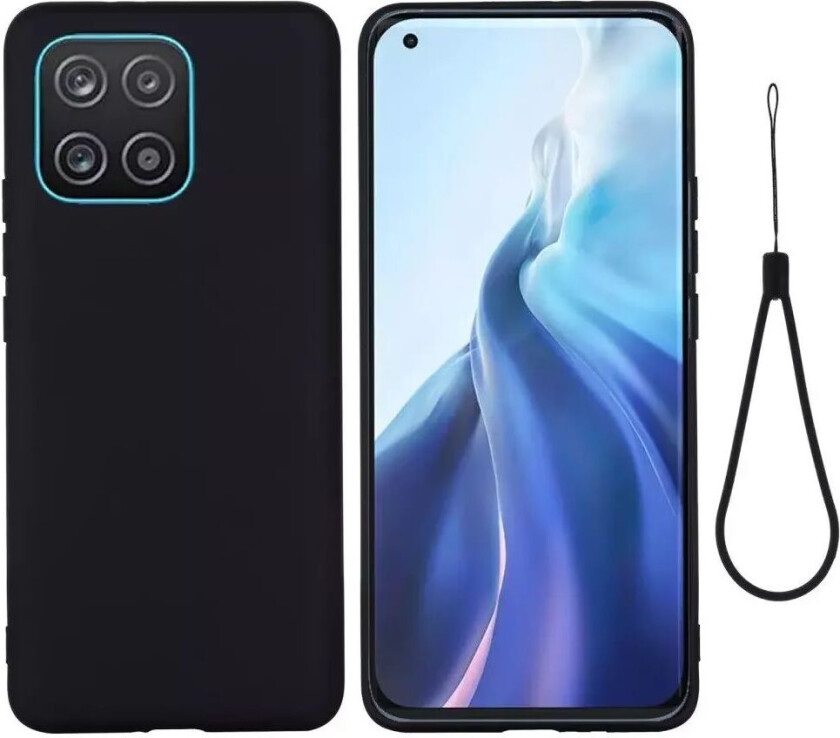 Samsung Galaxy A03 Liquid Silikon Deksel med Stropp - Svart