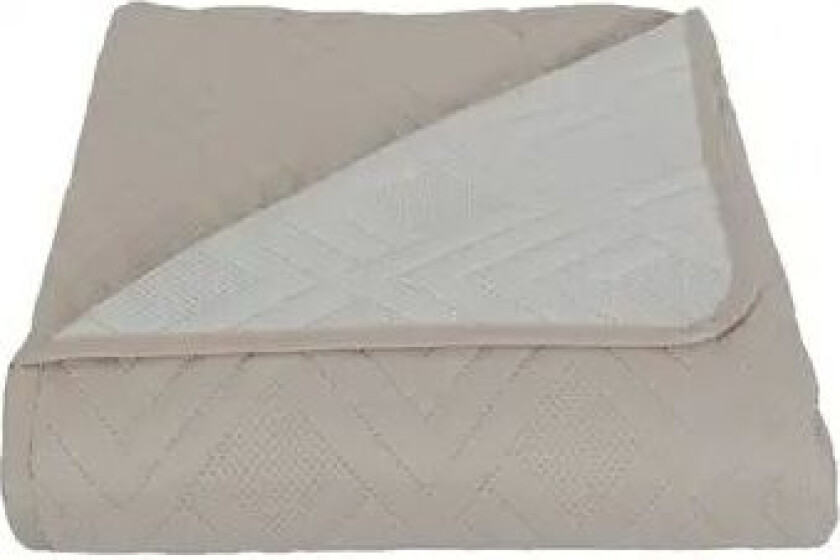 Sengeteppe - Sandfarget og hvit - 220x240 cm - Quiltet grafisk mønster