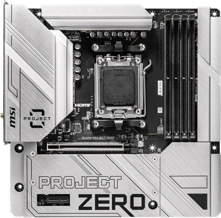 B650M PROJECT ZERO - motherboard - micro ATX - Socket AM5 - AMD B650 Hovedkort - AMD B650 - AMD AM5 socket - DDR5 RAM - Micro-ATX