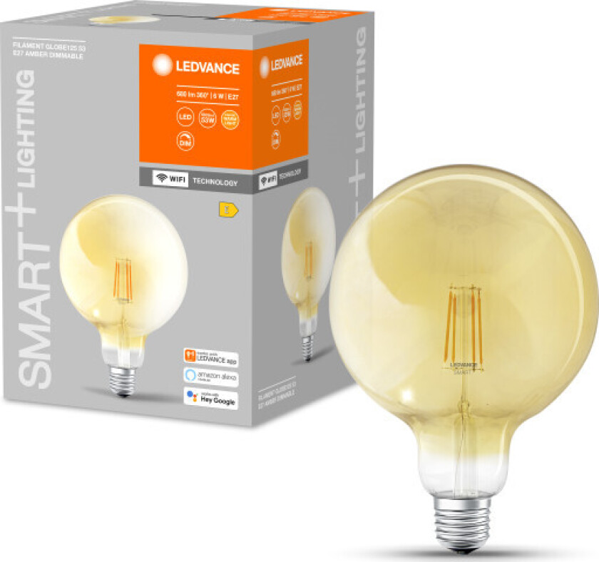 Smart+ Wifi E27 LED globepære, 6W, 2400K
