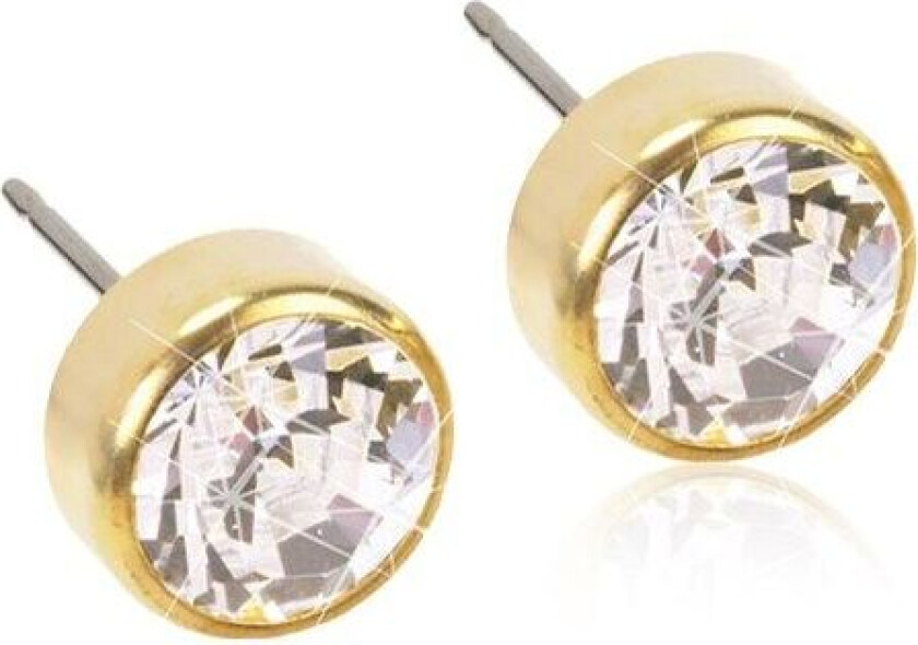 Bilde av , Øredobber i medisinsk forgylt titan med klar zirkonia