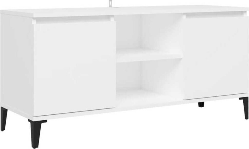 TV-benk med metallben hvit 103,5x35x50 cm