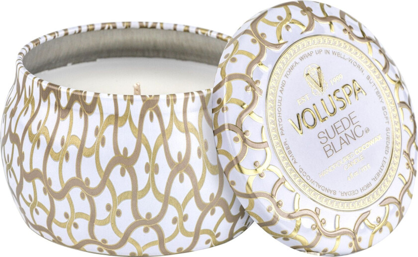 Maison Blanc Mini Tin duftlys 25 timer Suede Blanc