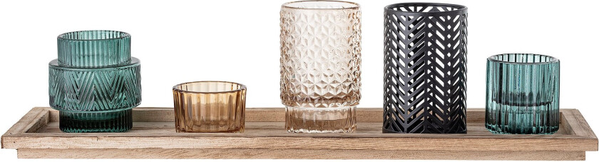 lysholdere med trebrett i 6 deler Multi