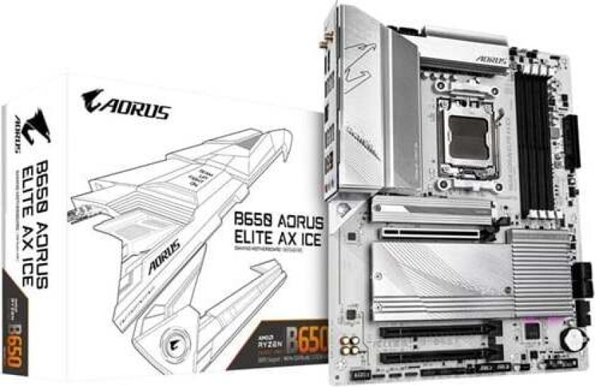 B650 AORUS ELITE AX ICE Hovedkort - AMD B650 - AMD AM5 socket - DDR5 RAM - ATX