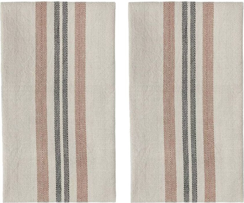 OYOY LIVING - Linu Tea Towel - Pack of 2 - Sort/Nude (L301244)