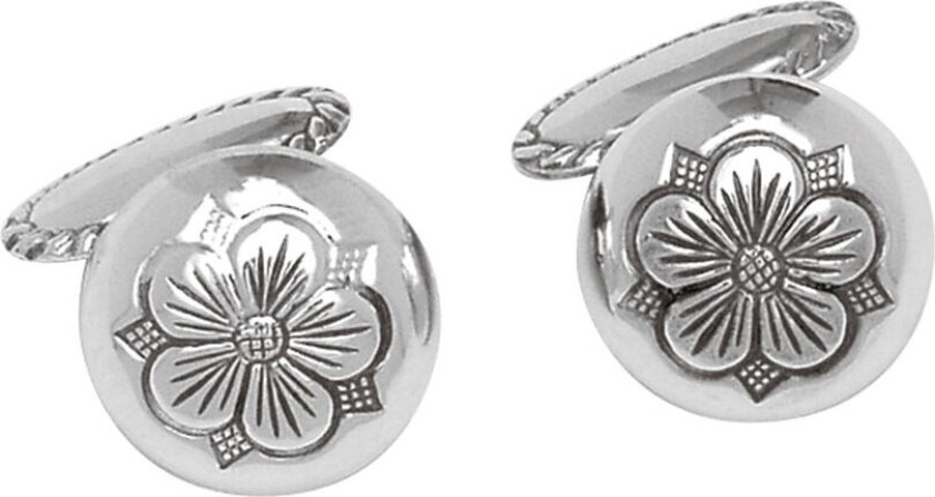 Mansjettknapper Olavsrosen i 830 oksidert sølv