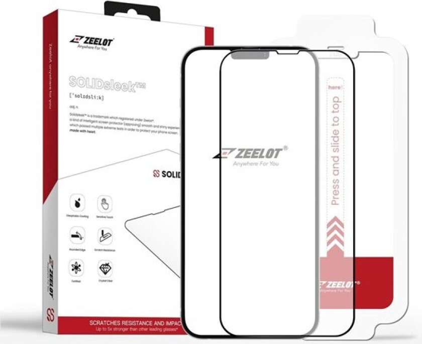 iPhone 13 / 13 Pro SOLIDsleek Anti Glare Skjermbeskytter med Installasjonssett- Case Friendly - Svart Kant