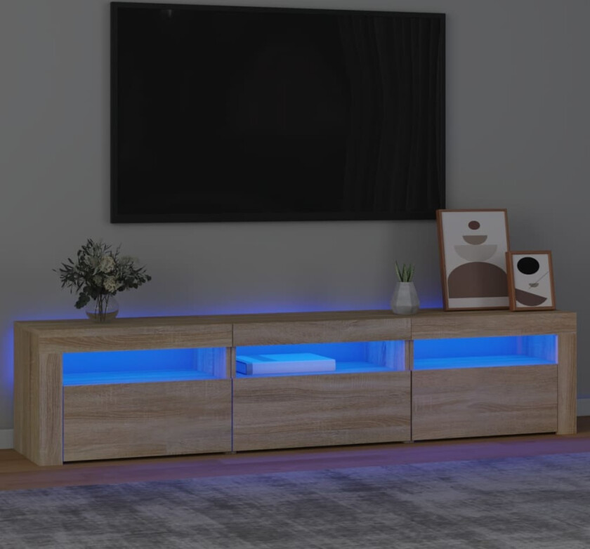 TV-benk med LED-lys sonoma eik 180x35x40 cm