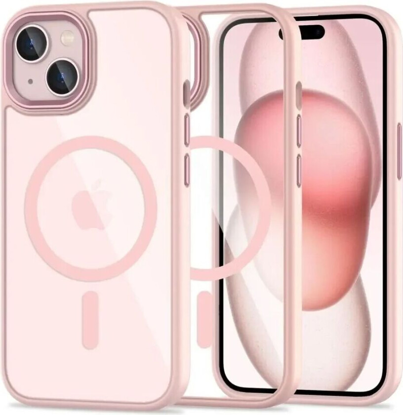 iPhone 15 Tech-Protect Magmat Deksel - MagSafe Kompatibel - Gjennomsiktig / Rosa