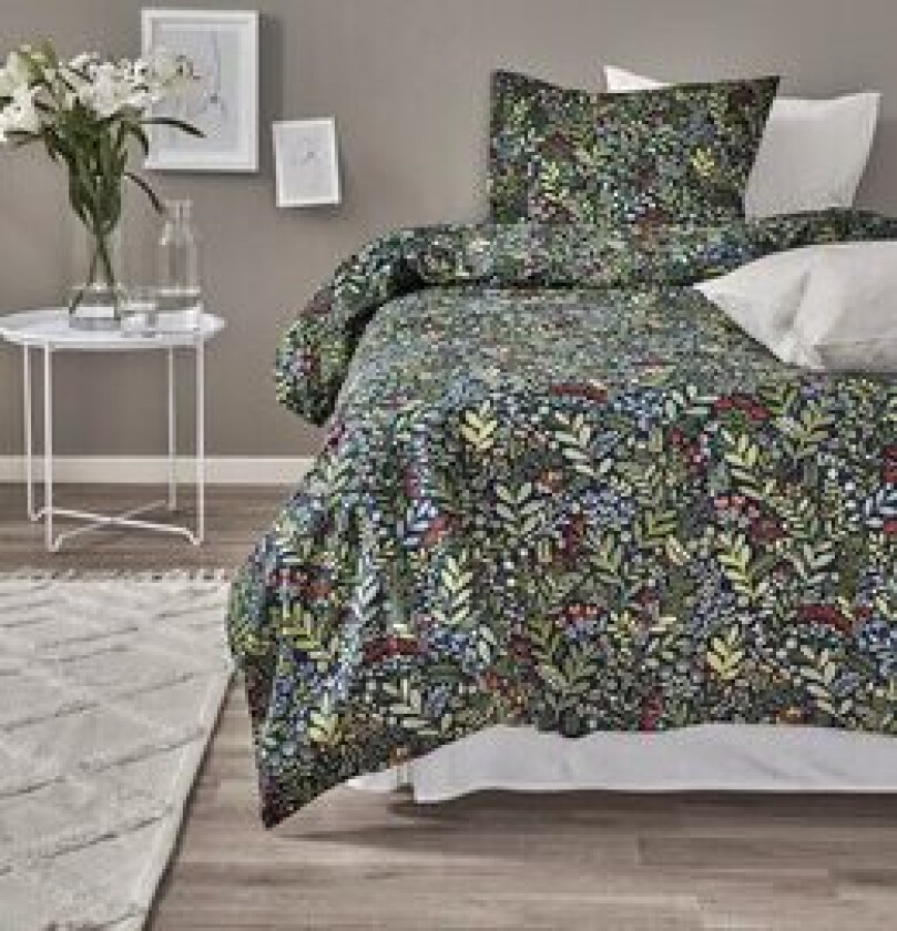 Sengesett med trykt blomstermønster Hage 2-deler